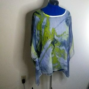 Plus size sheer kimono style bouse
